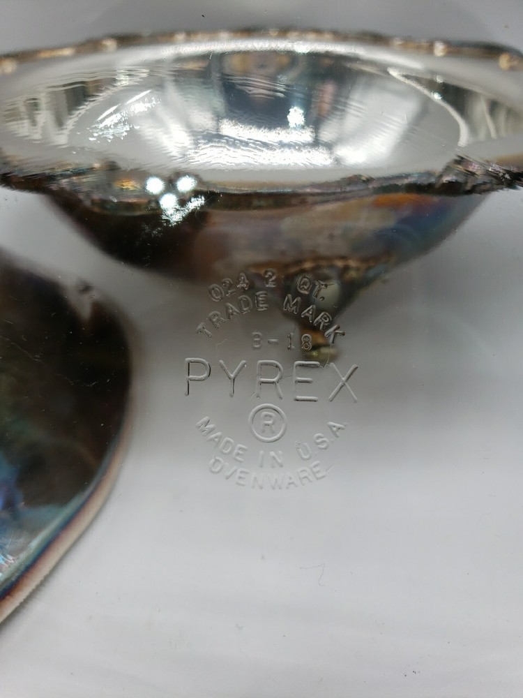 Vintage Wilcox International Silver Co. Covered Serving Dish Footed~ w/ Pyrex