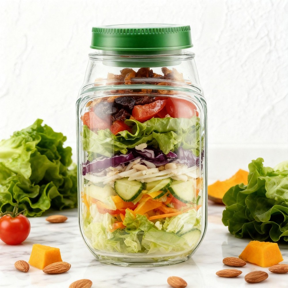 Salad Container with Side Opening, Leak-Resistant Design with Dressing Cup & ...