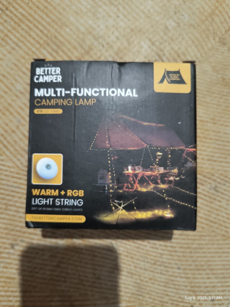 Camping Lamp Multi Function 4N1 Rechargeable Retractable String Lights 5 Modes