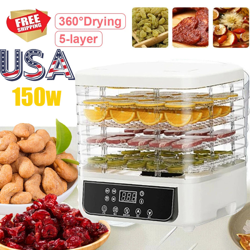 5-Trays Food Dehydrator Machine Adjustable Temperature for Jerky/Fruit/Vegetable