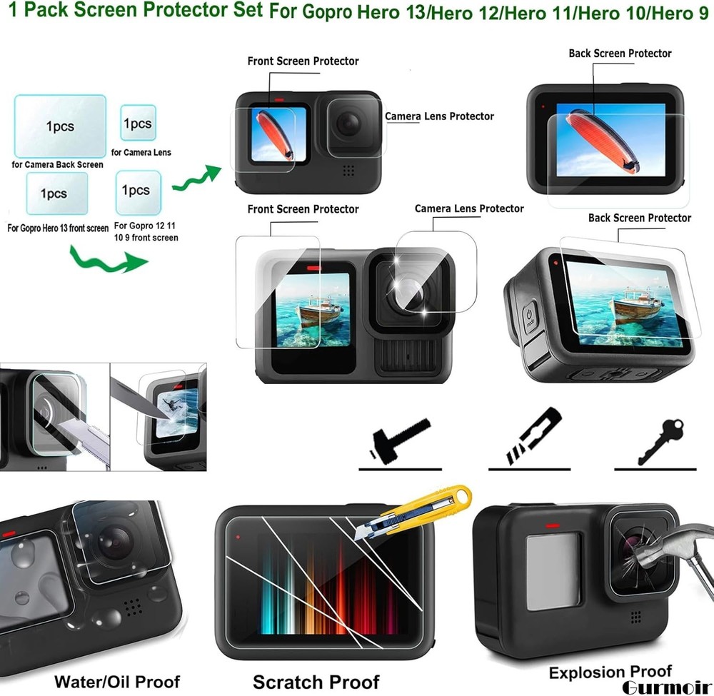 Accessory Pack for Go Pro 13 12 11 10 9 Hero, Full Essential Accessories Kit wit
