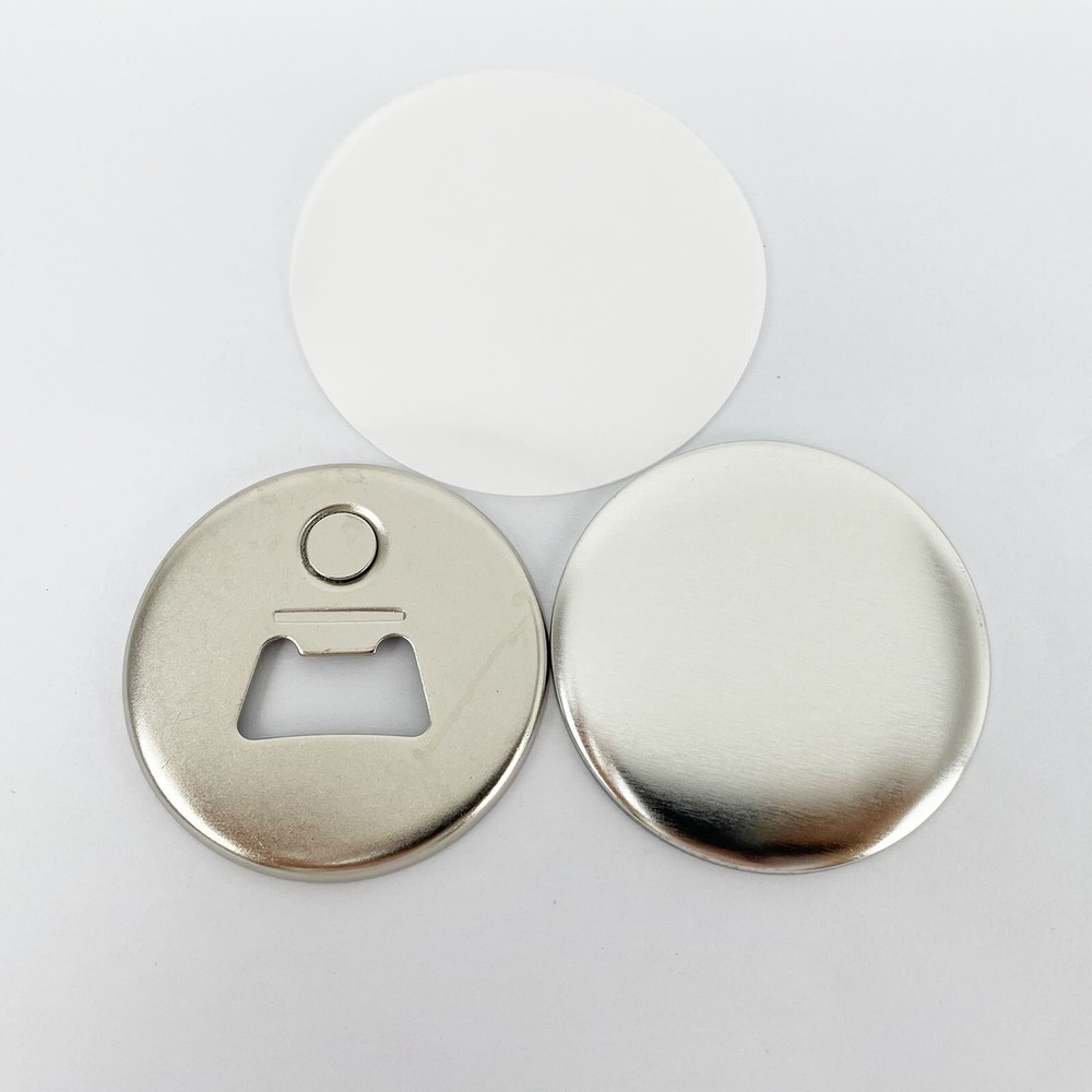 2-1/4" 58mm Bottle Opener with Magnet Nickle Button DIY 100 Sets/Pack