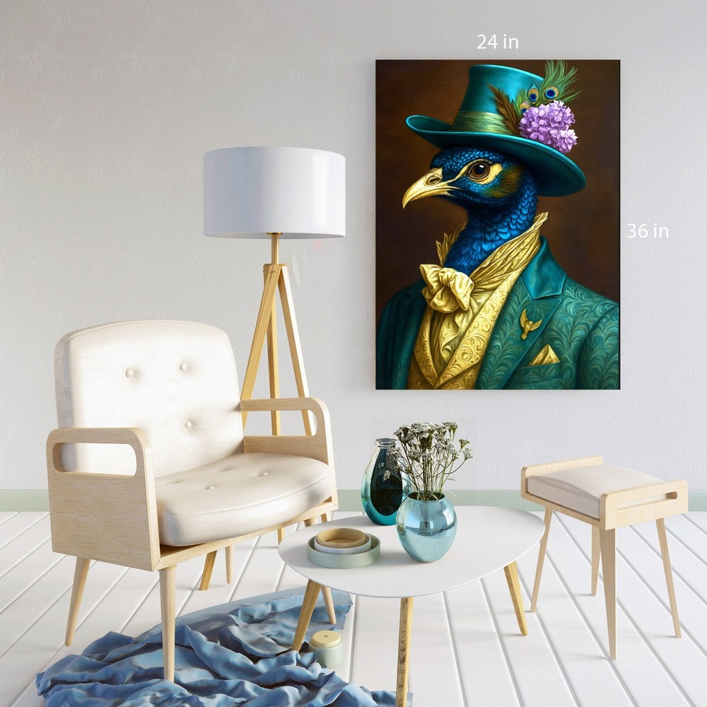 Peacock Smartly Dressed Canvas Print Wall Art Picture