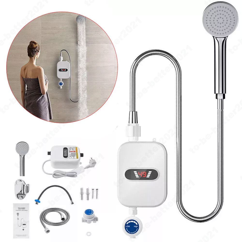 Instant Hot Electric Water Heater Bathroom Shower Tankless Hot Water System Set