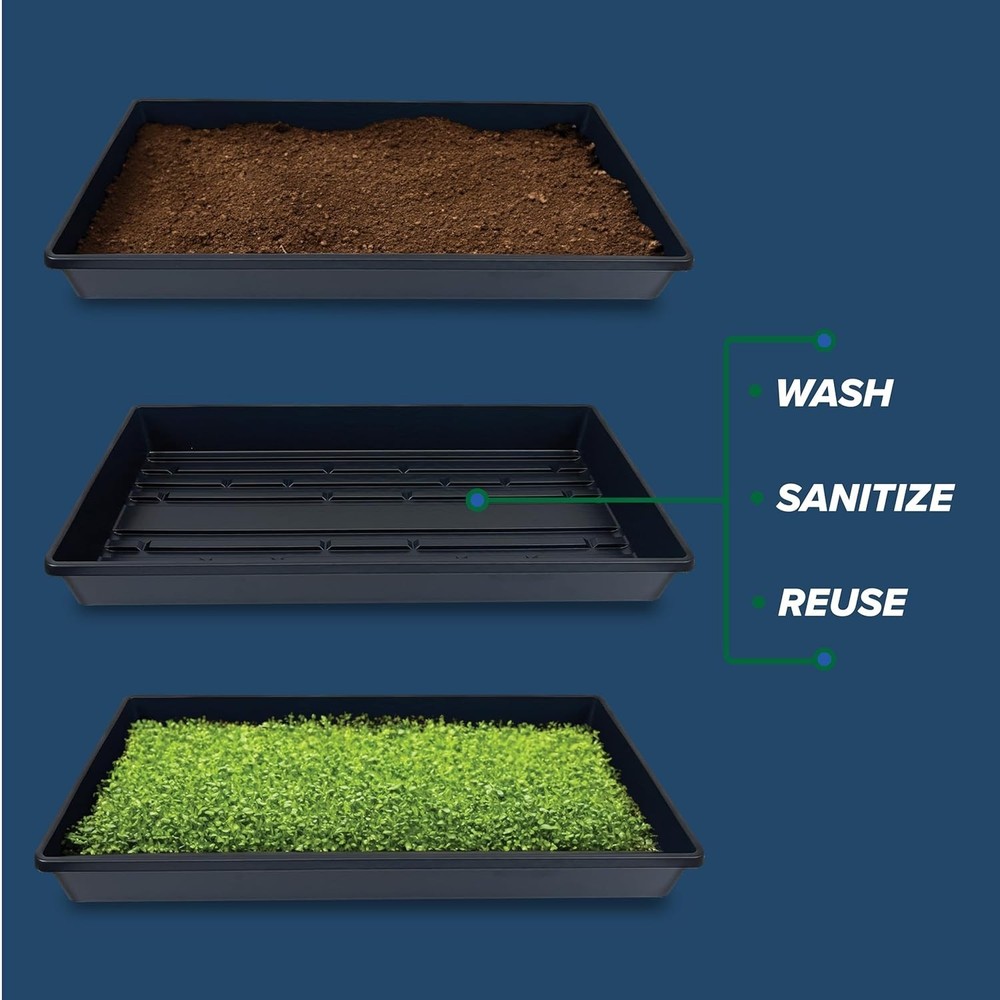 Reusable Black Growing Trays 5 Count 21"x11" Hydroponic
