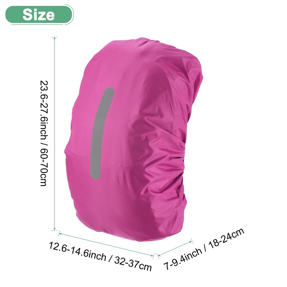 55L-65L Backpack Rain Cover with A Vertical Reflective Strap [Rose Red]