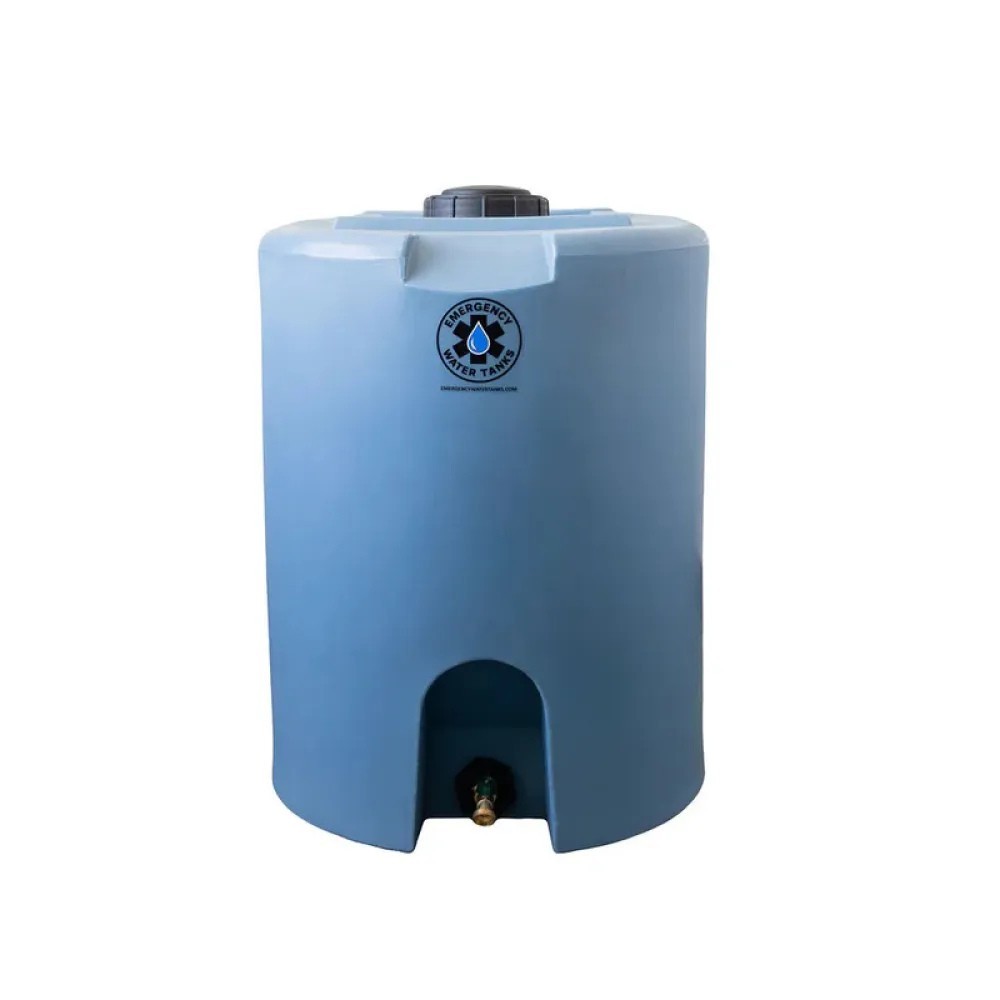 Hive 55 Gallon Stackable Emergency Water Storage Tank Blue Brass Spigot