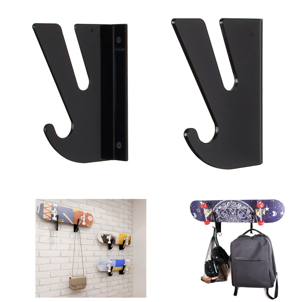 Skateboard Wall Mount Display Rack, Skateboard Wall Rack with Storage Hook