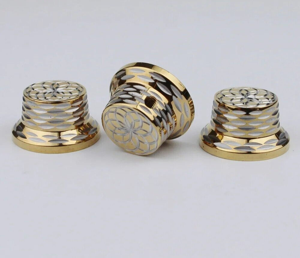 3pcs Gold Metal Guitar Volume Tone Control Knobs For Strat Stratocaster
