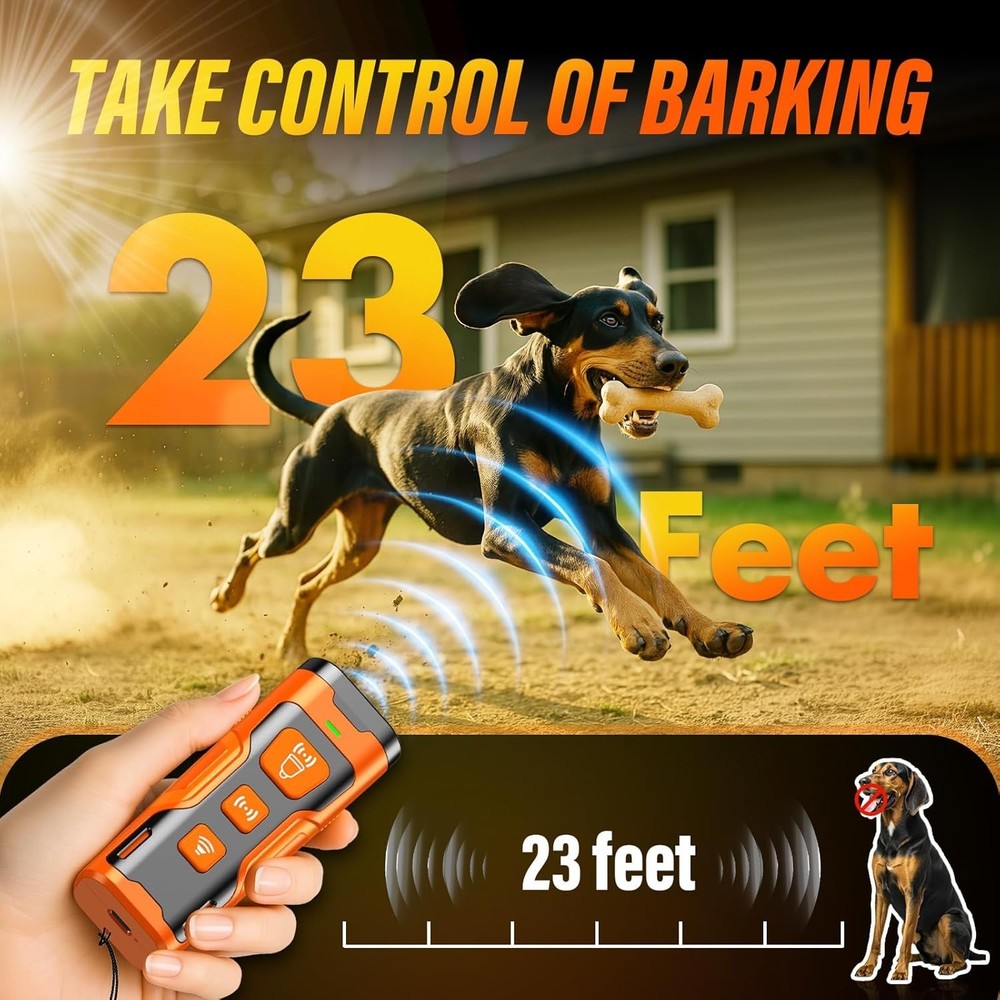 3X Ultrasonic Dog Bark Deterrent - Safe, Compact & Powerful Training Device