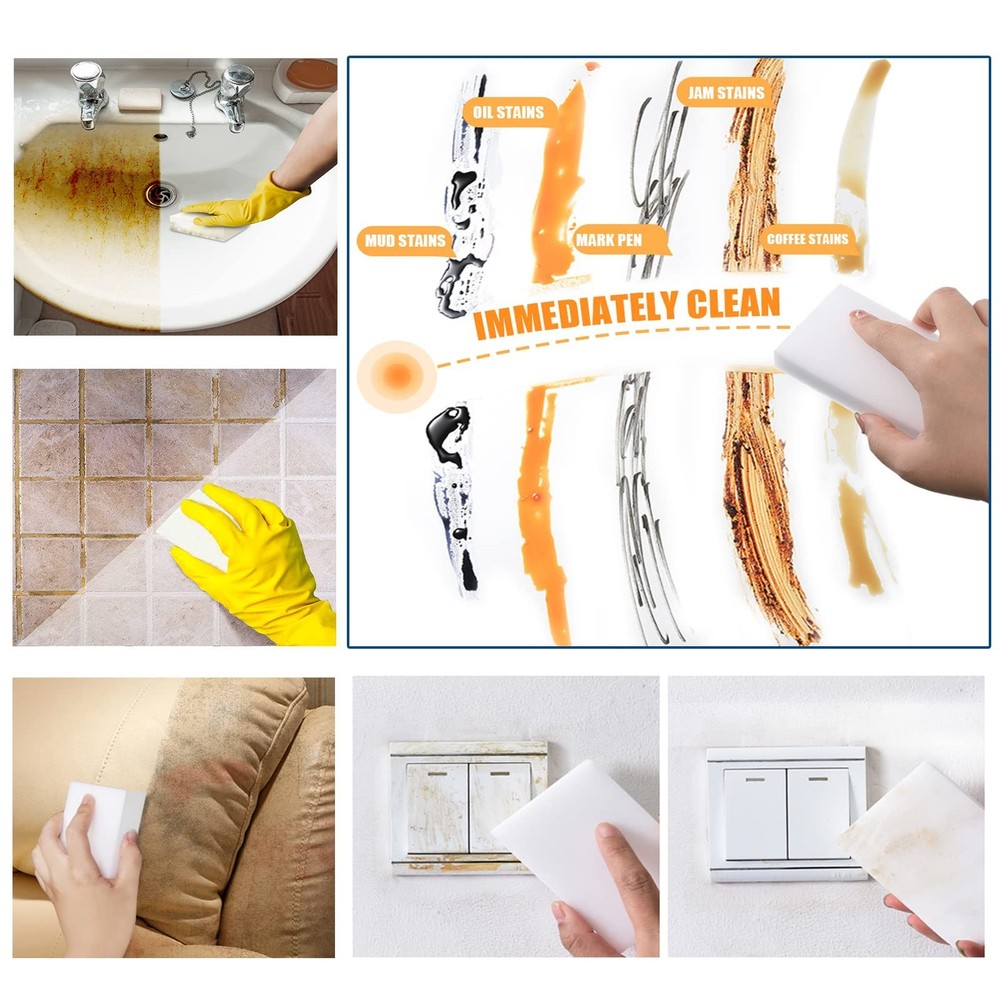 100Pack Magic Sponge Eraser, Extra Large Melamine Foam Sponge, Multi-Function...