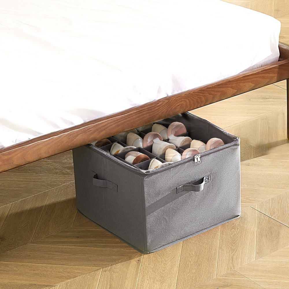 New/Under Bed Shoe Storage Organizer, 1 Pack, 16 Compartments, Underbed Shoe Box