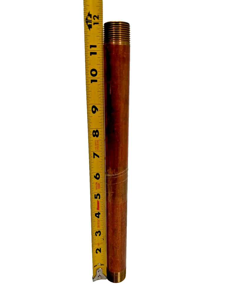 BRASS Nipple 1" Schedule 40 x 12" Long Thread Both End Nipple, Seamless