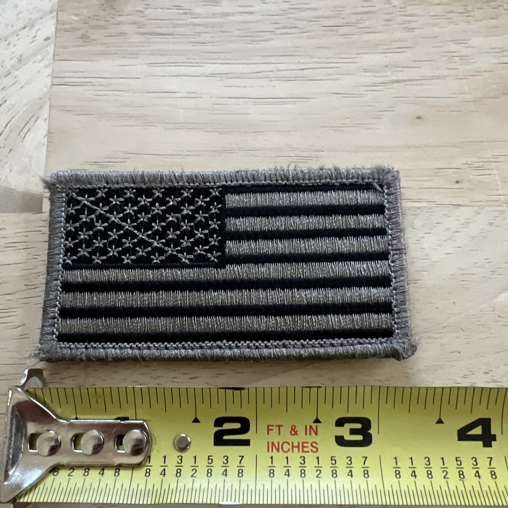 Embroided Patch Hook Loop American Flag USA Gray