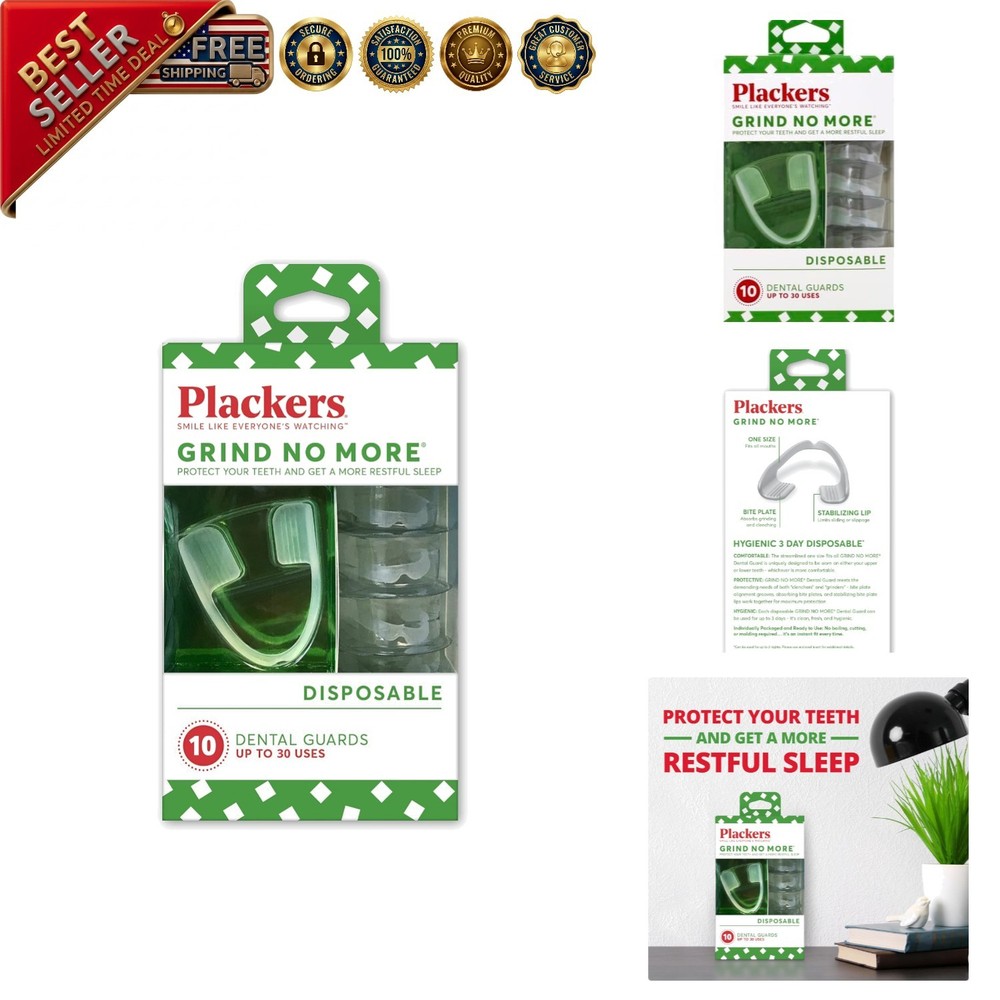 Teeth Grinding Solution: Plackers Grind No More Night Guard, 10 Count, Easy Use
