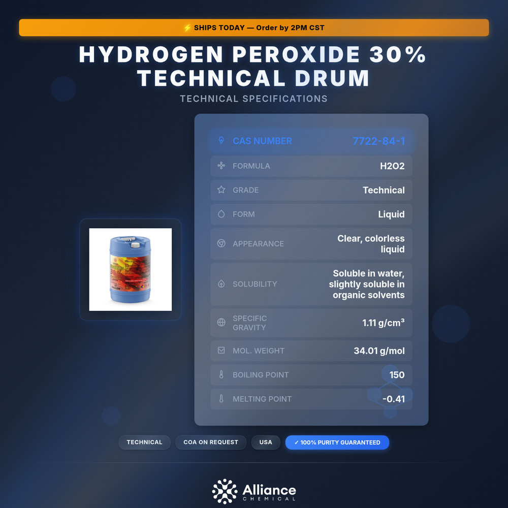 Hydrogen Peroxide 30% Technical - 15 Gallon Drum