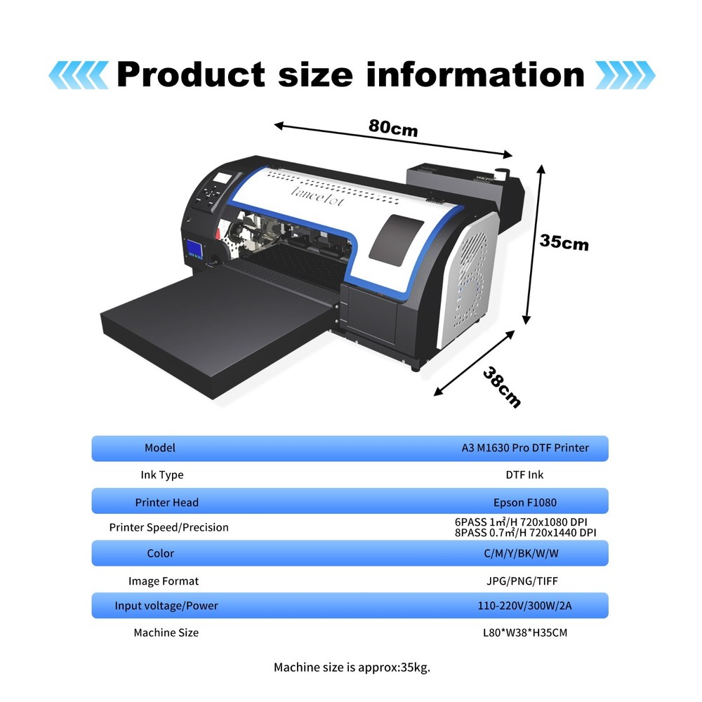 DTF Printer A3 Size with Auto Cutter, Lancelot Pro Bundle Includes Laptop Ink