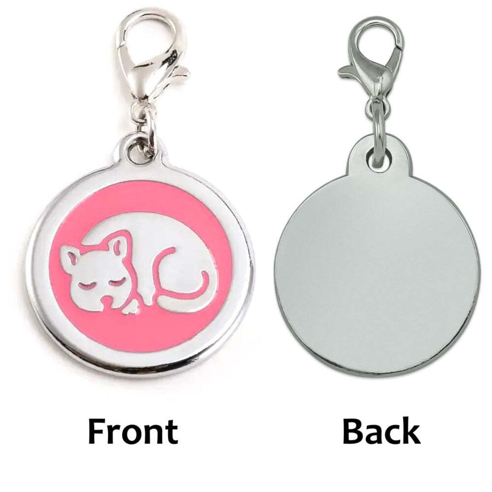 Personalized Sleeping Pet ID Tags with Trigger Snap Hook for Kittens and Cats