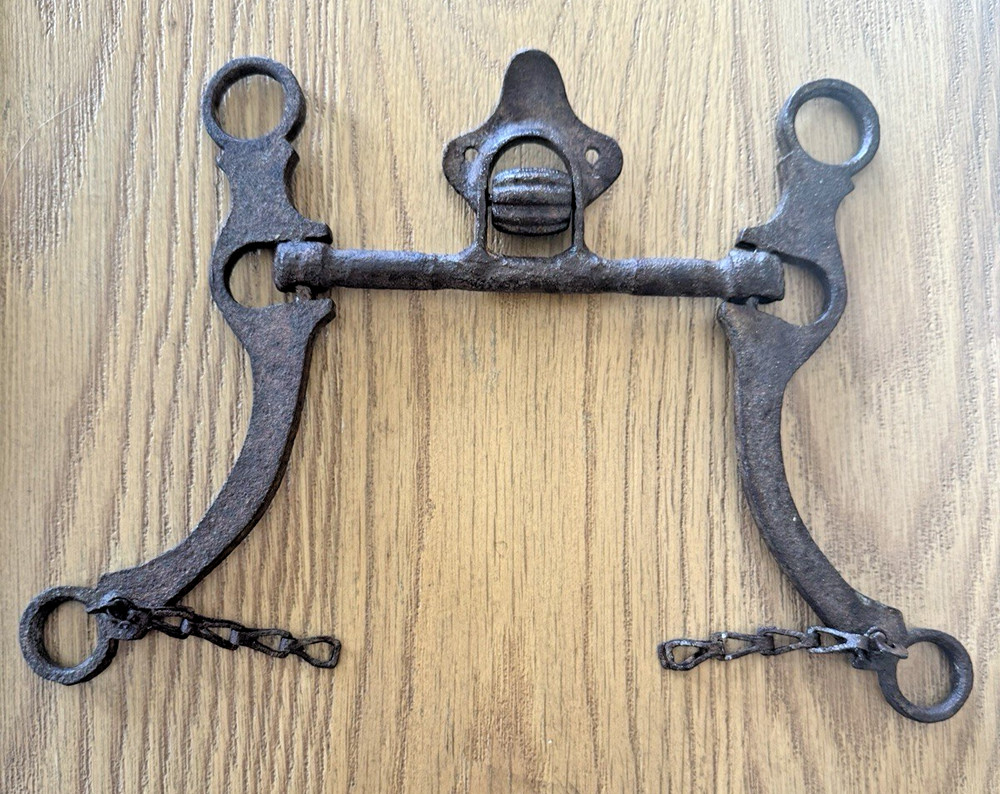 Antique Unique Iron Horse Spade Bit with Roller Unmarked - Cavalry?