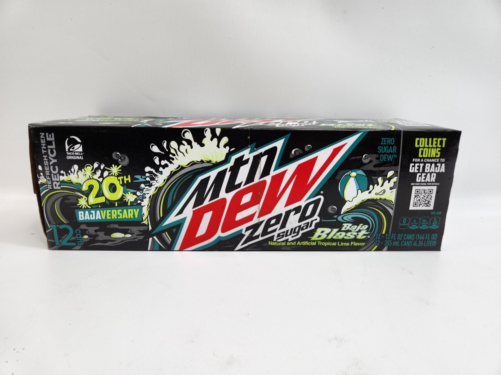 Mountain Dew Baja Blast Zero Sugar 12 Pack Cans - Mtn Dew 20th Bajaversary