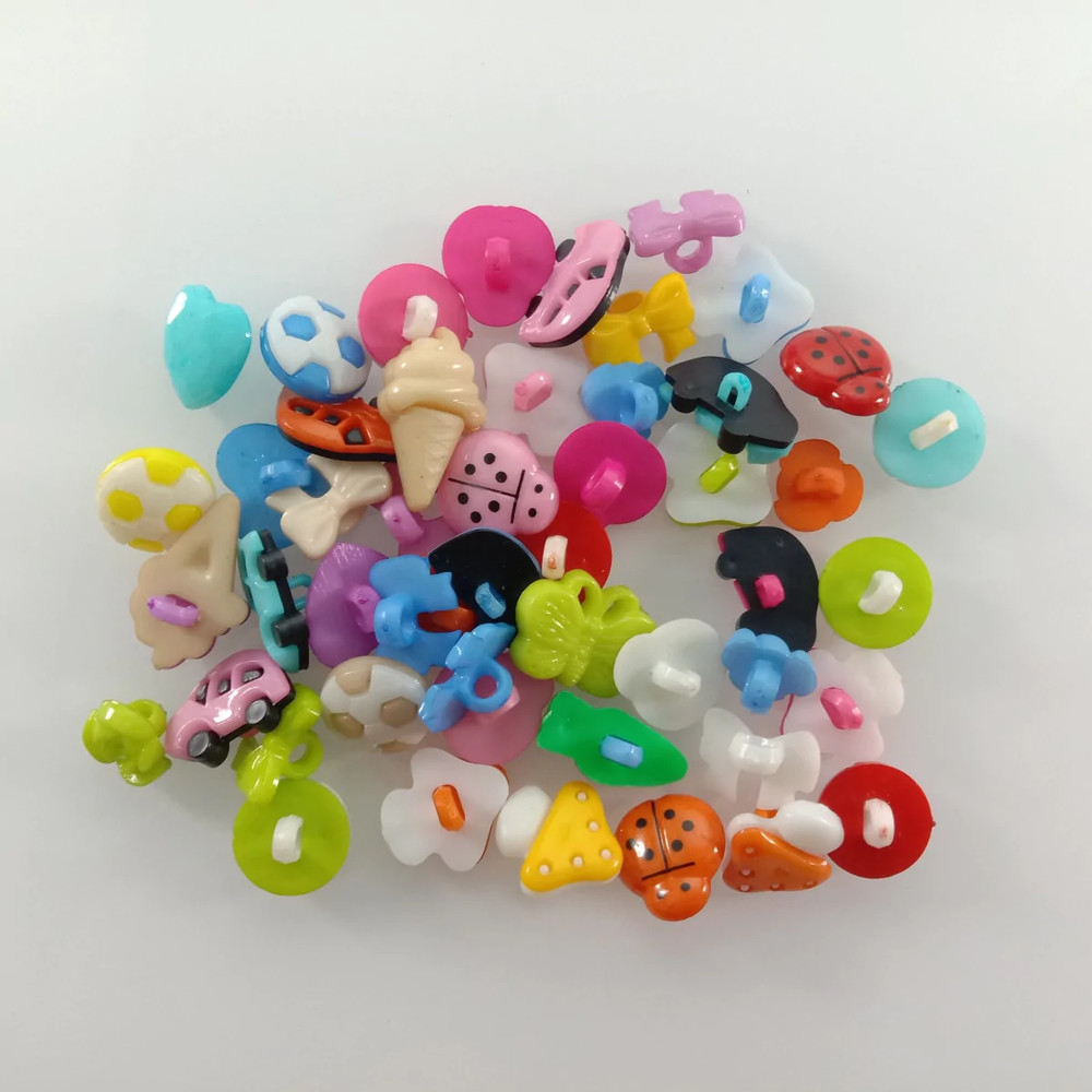 50pcs Mixed Plastic Loop Backing Buttons as pictured Random Mixed Colours DIY