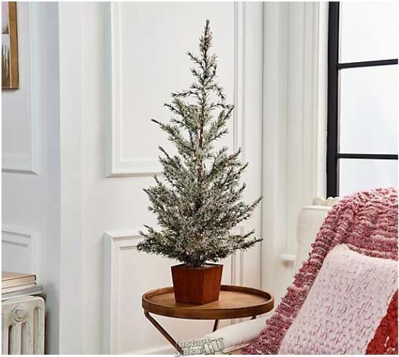 Home Reflections 37" Illuminated Flocked Potted Tree