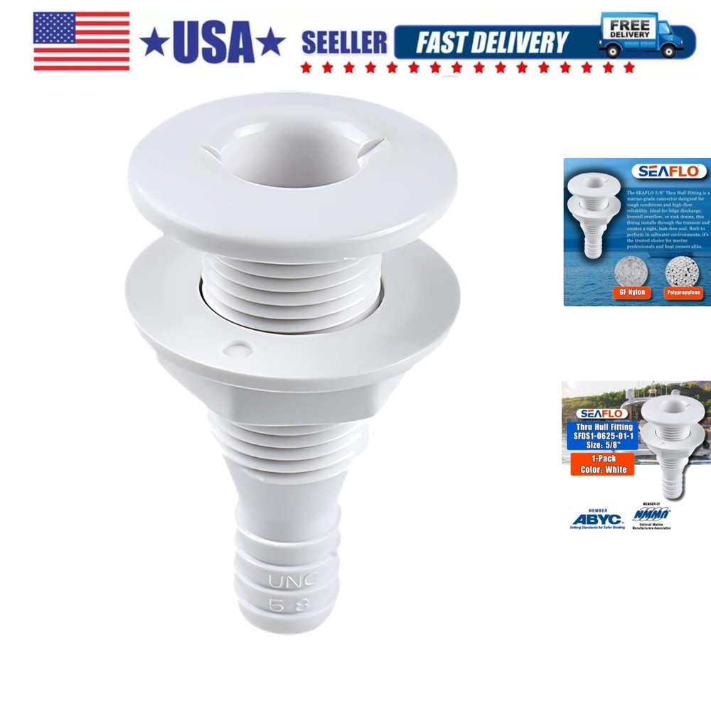 ” Thru Marine Boat, Polypropylene, Plastic Drain Overflow Connector, Corrosio...