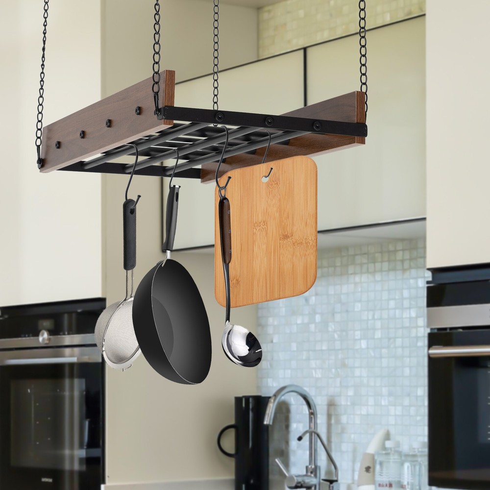 Kitchen Hanging Pot Pan Holder Hanger Iron Rack Cookware Organizer Storage Shelf