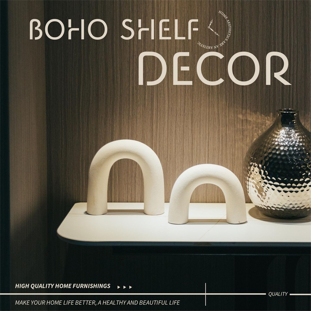 Defined Deco Ceramics Arch Decorative Objects,Neutral Home Decor for Shelves,...