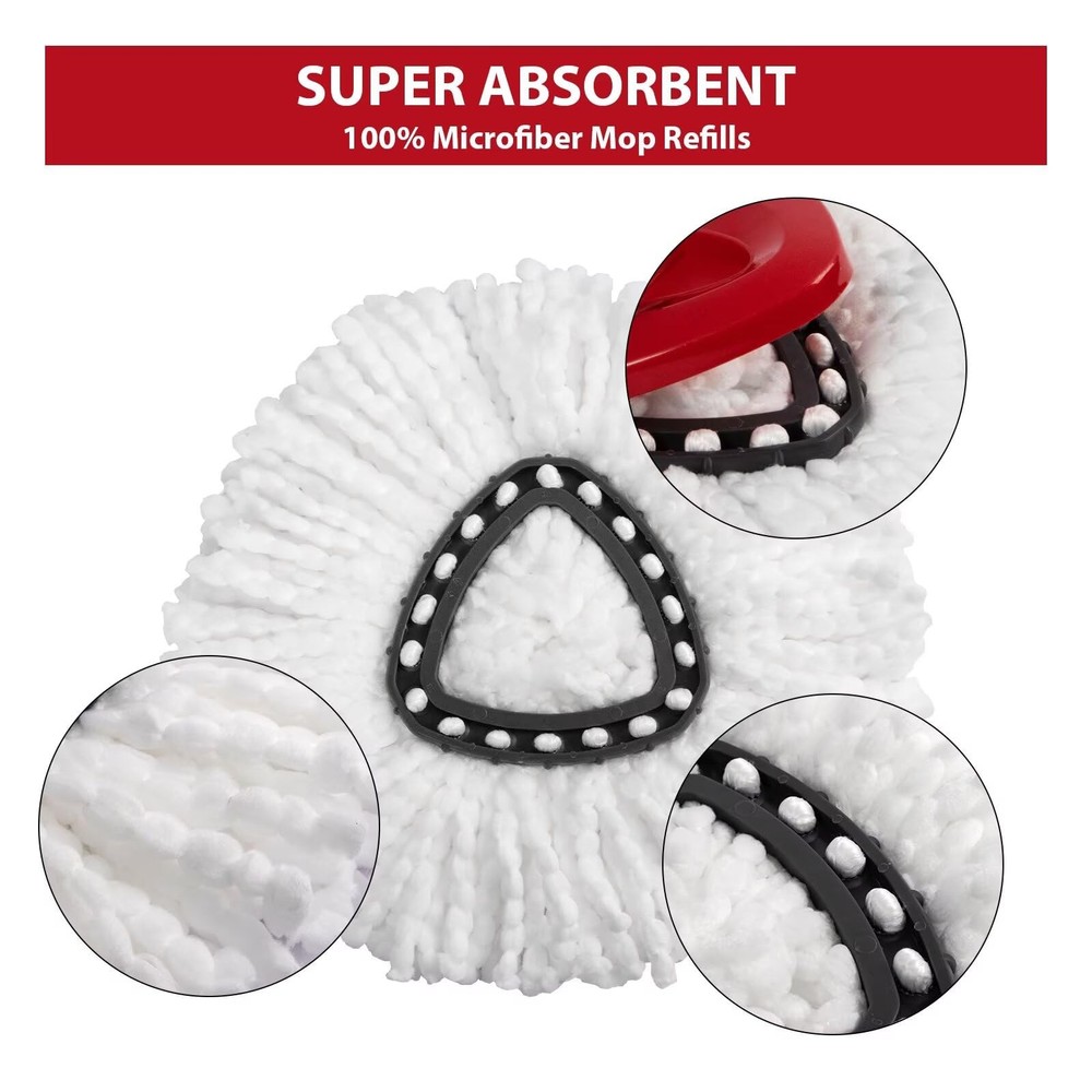 Spin Mop Replacement Heads, 4 Pack, White