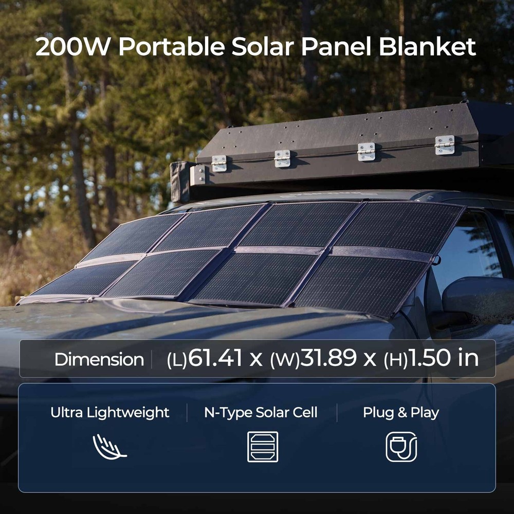 Renogy 200W Solar Panel Blanket Portable Solar Suitcase Foldable Solar Panel