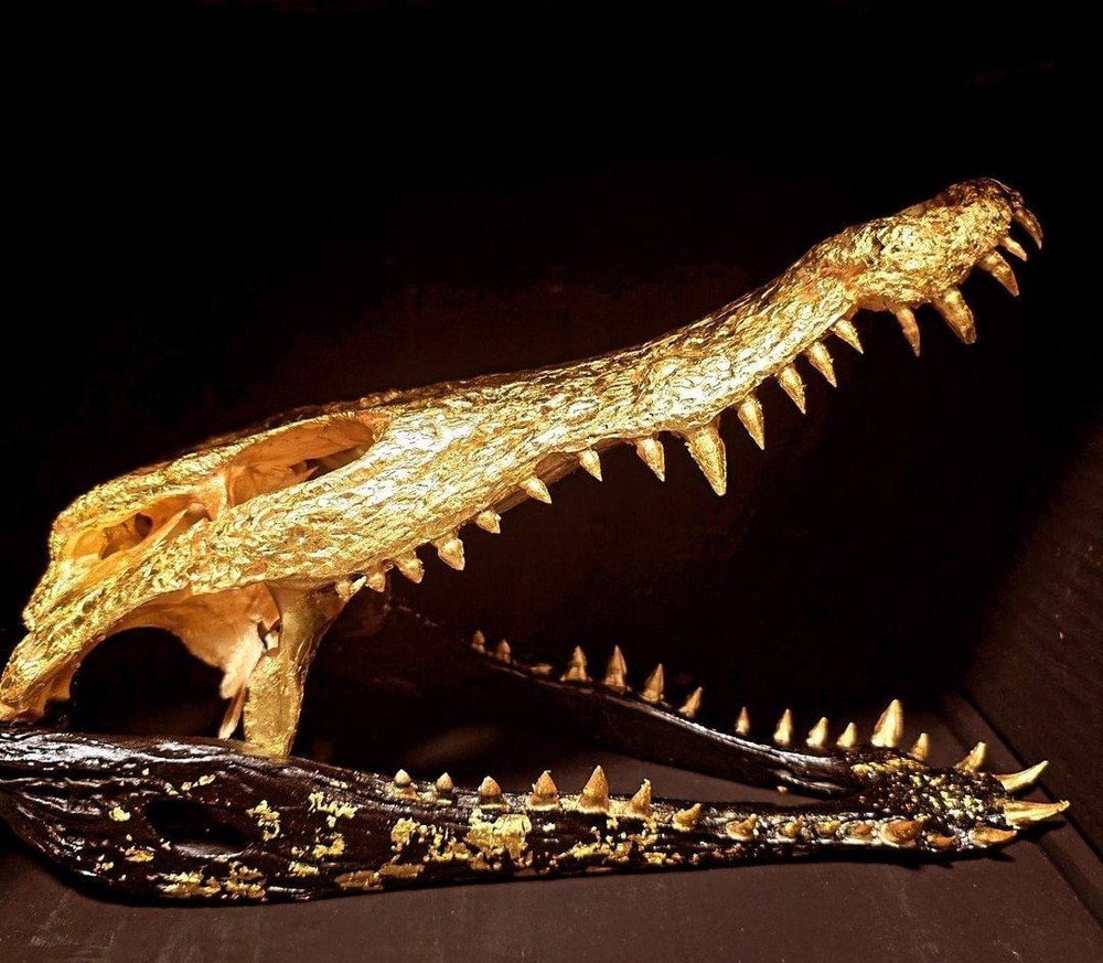 Black And Gold Crocodile Statement Piece