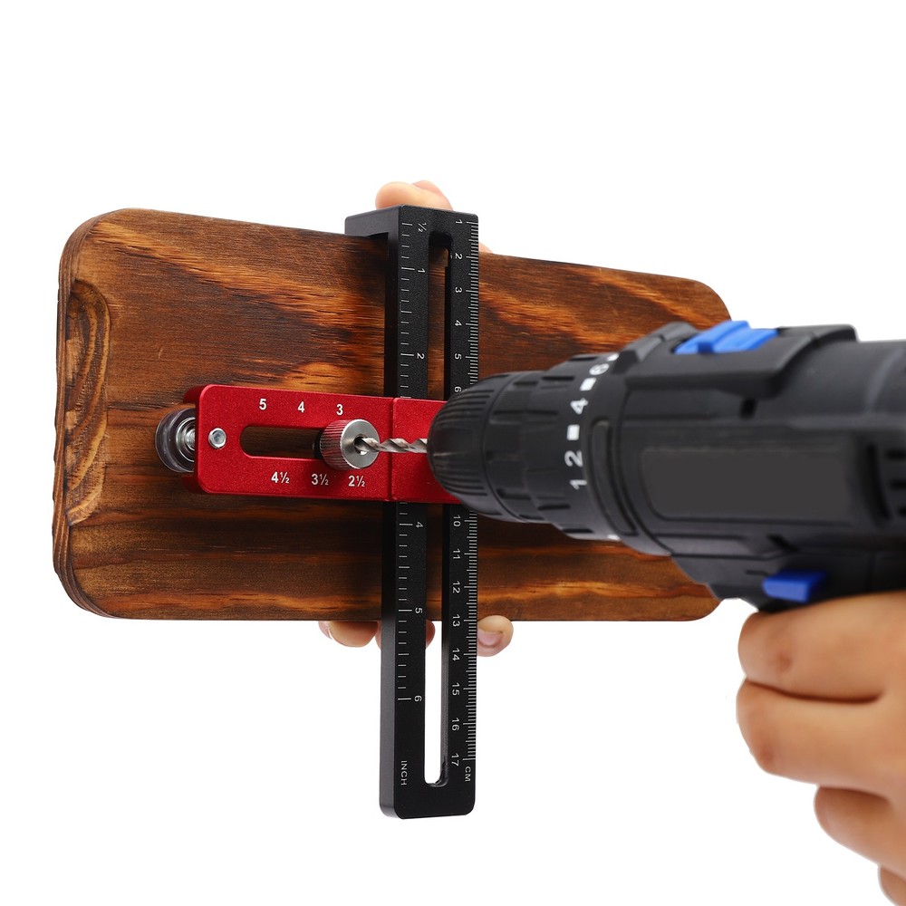 Drilling Positioning Guide Ruler Tool Adjustable Woodworking Drill Guide