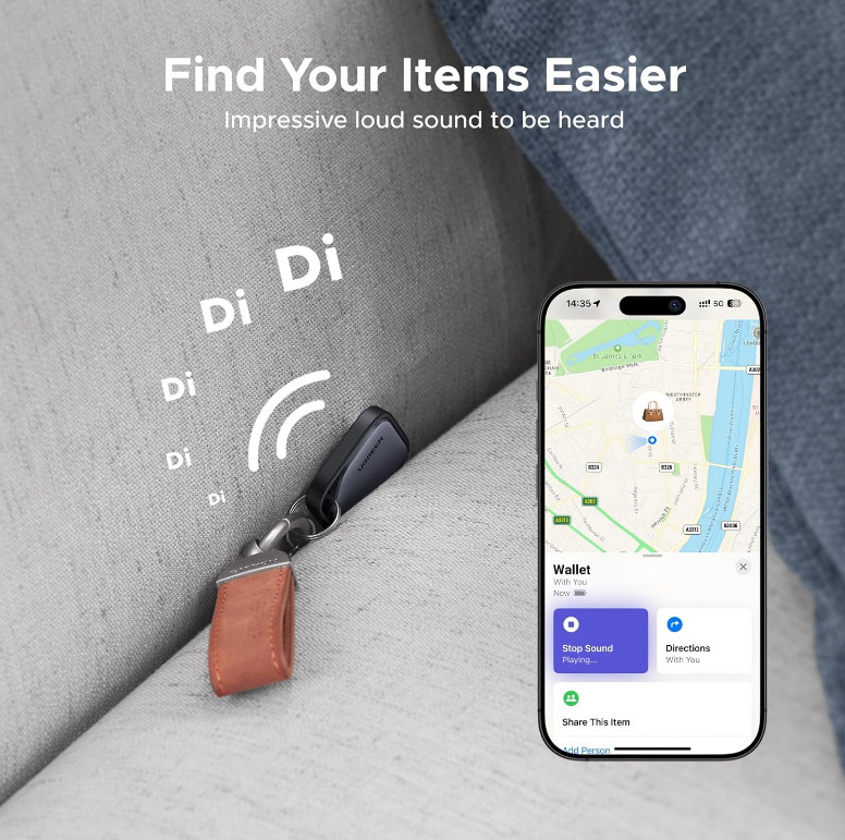 Apple Finder Tag, iOS Only Air Tracker Tags 2-Year Replaceable Battery Bluetooth