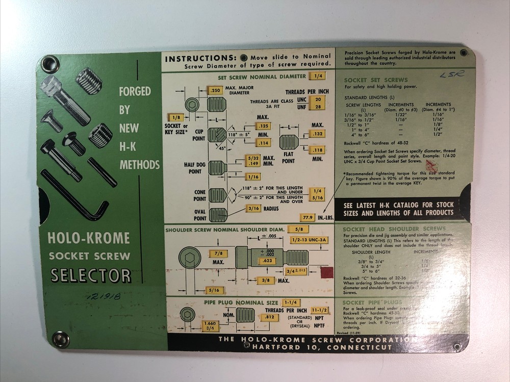 Holo-Krome Socket Screw Selector