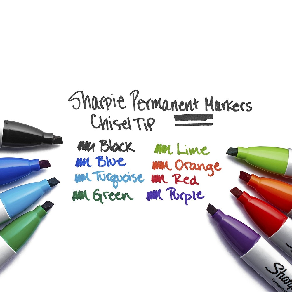 Sharpie Permanent Markers Chisel Tip Black 4 Count