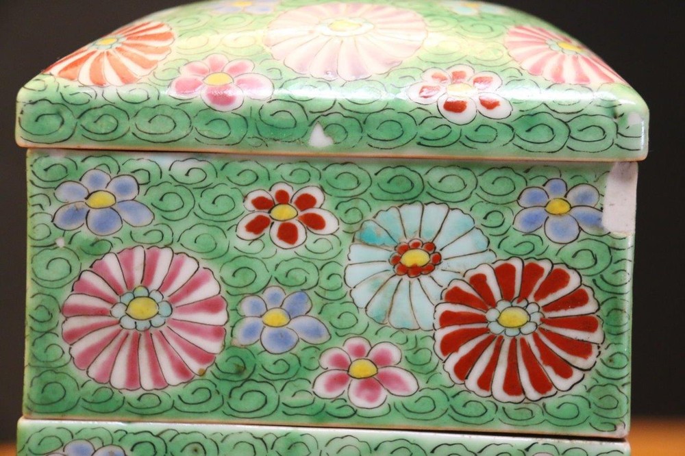 Antique Japanese porcelain stackable box Porcelain Stackable box.