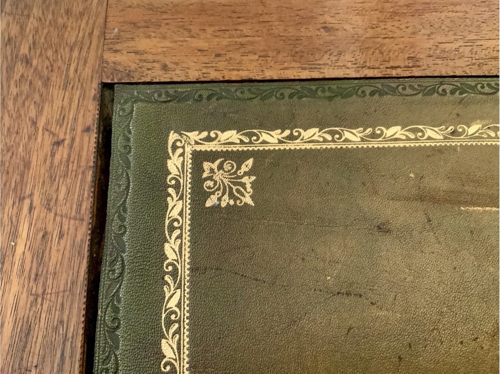 Vintage Georgian Walnut Writing Table With Tooled Leather Top