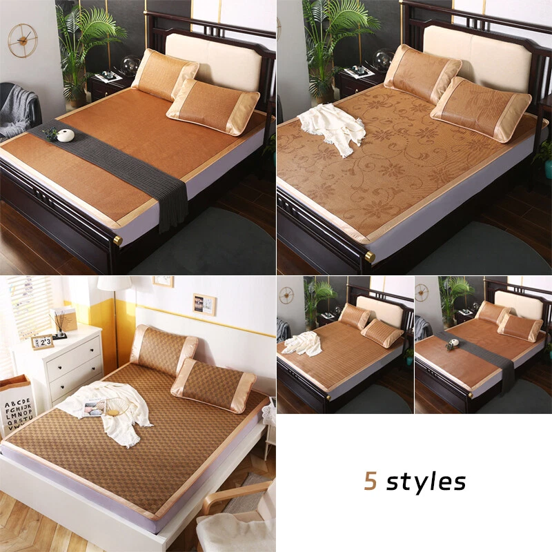 Summer Sleeping Mat For Bed Rattan Foldable Nature Bamboo Cool Bed Mat Pad