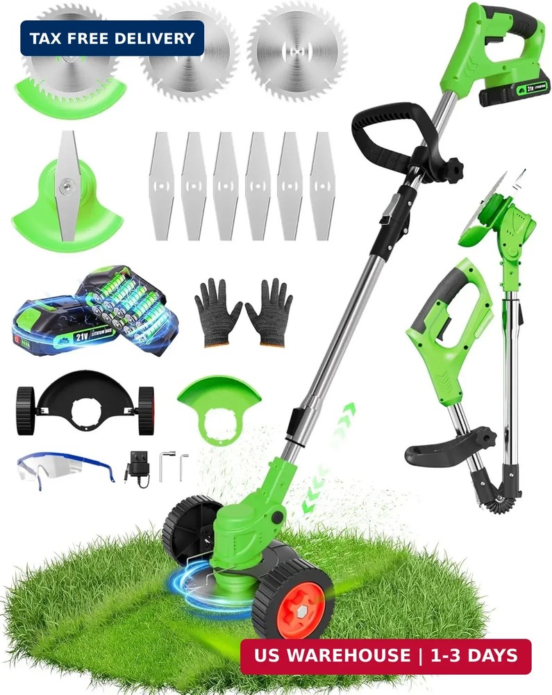 Cordless Weed Wacker, 2-in-1 stringless Weed Wacker, Foldable 2.0Ah Battery Powe