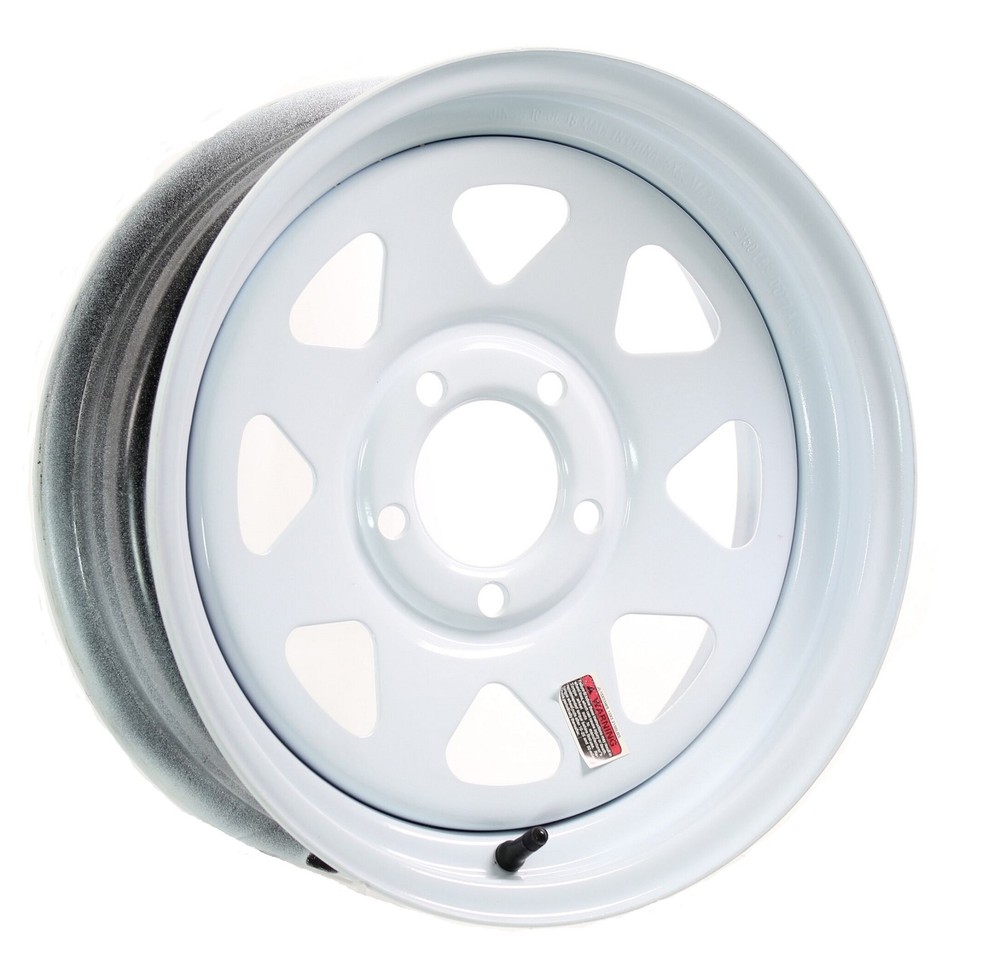 eCustomrim Trailer Rim 15" 15X6 5 Lug On 4.5 Center White Spoke Wheel