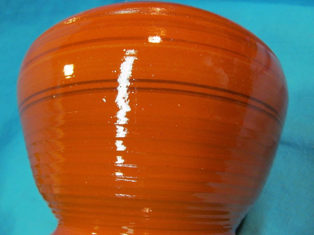 5 1/4" TALL BANDED RED BROWN STUDIO POTTERY PLANTER SIGNED