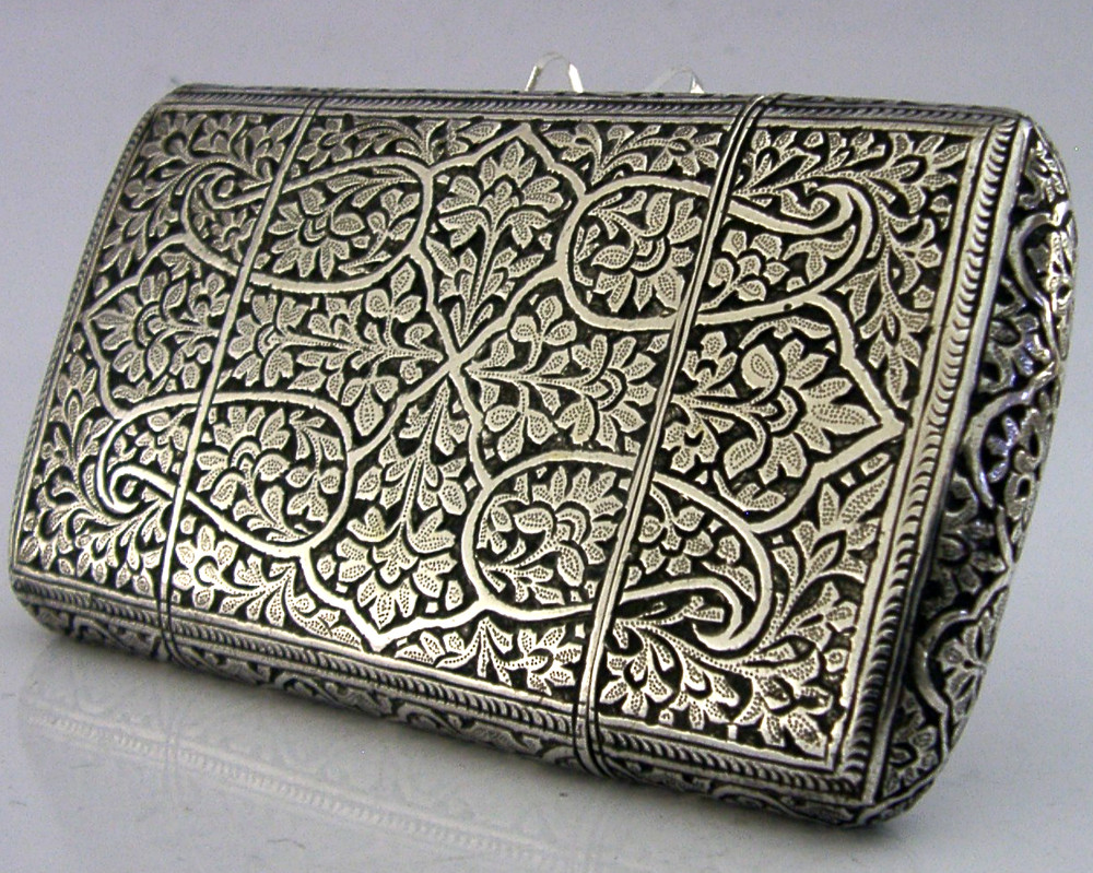 TOP QUALITY INDIAN 115g SOLID SILVER CIGAR CASE BOX c1890 ANTIQUE