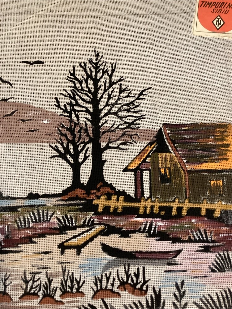 Vintage Hand Painted Needlepoint