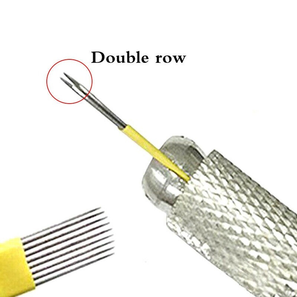 Double Rows Microblading 9 Pin Needles Permanent Makeup Manual Eyebrow 9F Blades