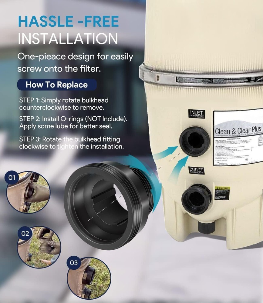 194801 Bulkhead Fitting 2" Replacement for Pool & Spa Filter, Clean & Clear Plus