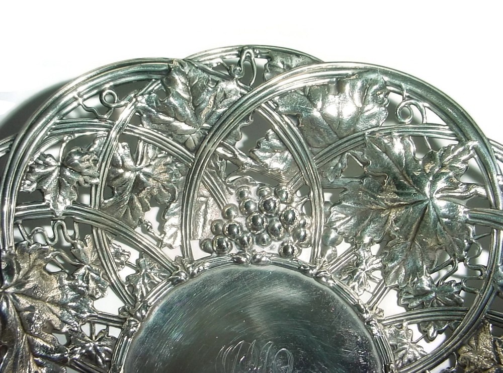 Whiting Sterling Silver BonBon Bowl Pierced Grapevine Pattern 1907