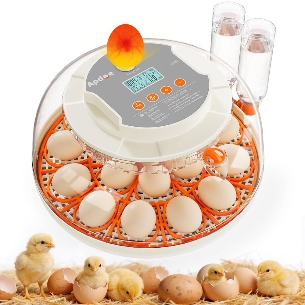 Complete Egg Incubation System: 18 Eggs, Automatic Candler & Easy Clean Design