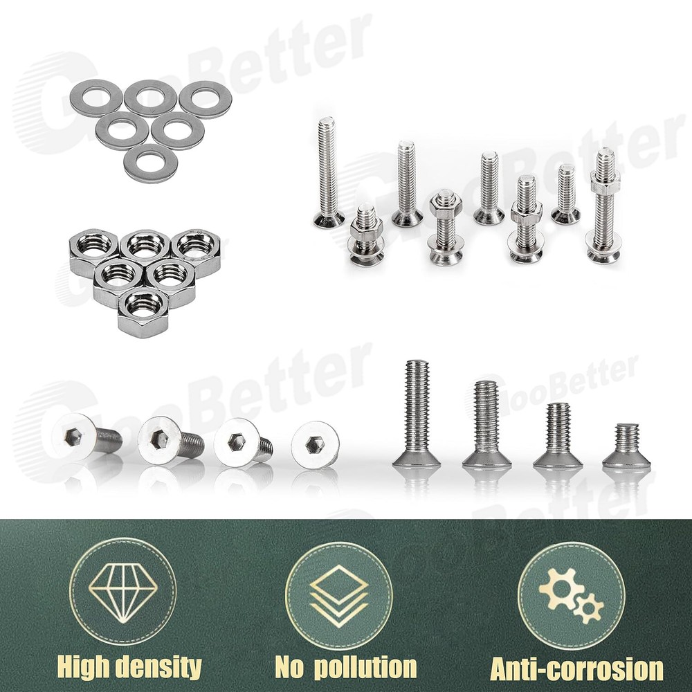 455Pcs Stainless Steel Flat Countersunk Head Hex Socket Cap Screw Bolt Nut SAE