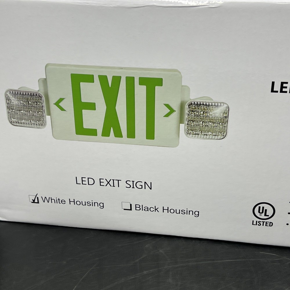 Green LED Exit Sign Emergency Light Adjustable Lamps Exit Combo UL listed 6 Pack